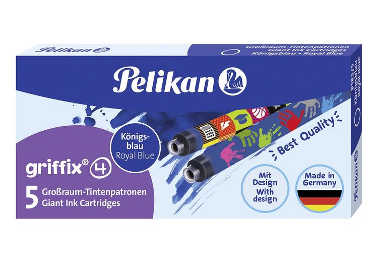 Produktbild: Pelikan Tintenpatronen griffix&reg; Gro&szlig;raum k&ouml;nigsblau, bunt bedruckt 5er Set