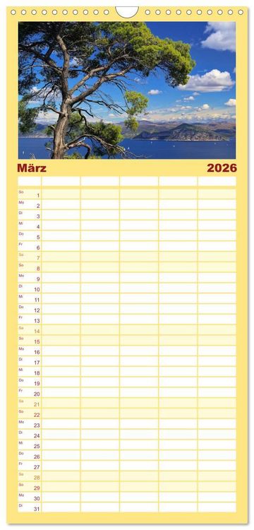Produktbild: Familienplaner 2026 - Kroatien mit 5 Spalten (Wandkalender, 21 x 45 cm) CALVENDO