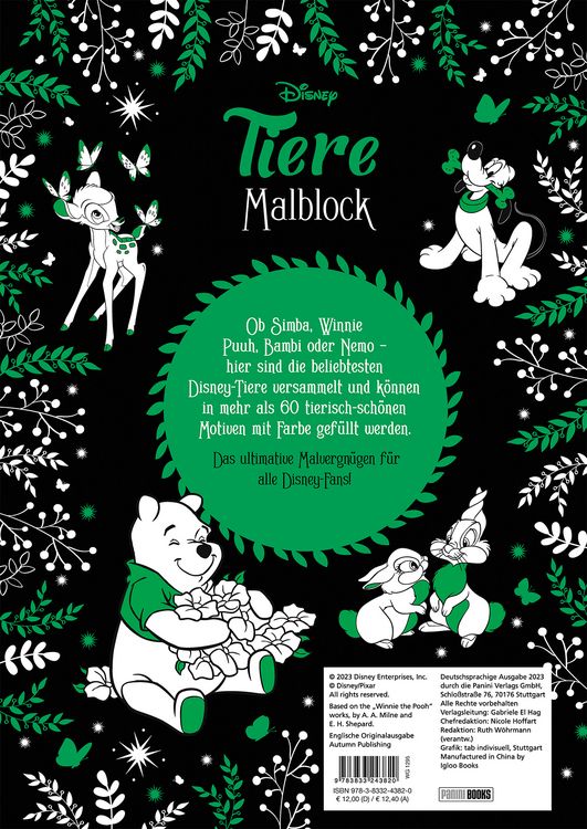 Produktbild: Disney Tiere: Malblock: &uuml;ber 60 tierisch-sch&ouml;ne Motive zum Ausmalen!