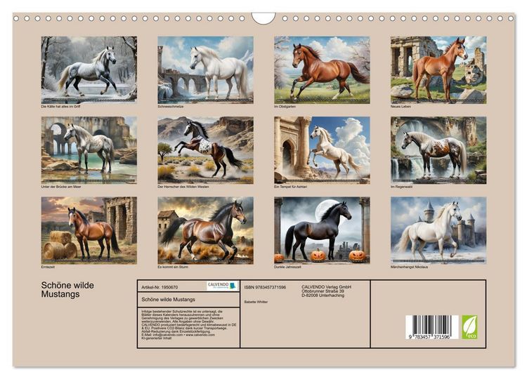 Produktbild: Sch&ouml;ne wilde Mustangs (Wandkalender 2026 DIN A3 quer), CALVENDO Monatskalender