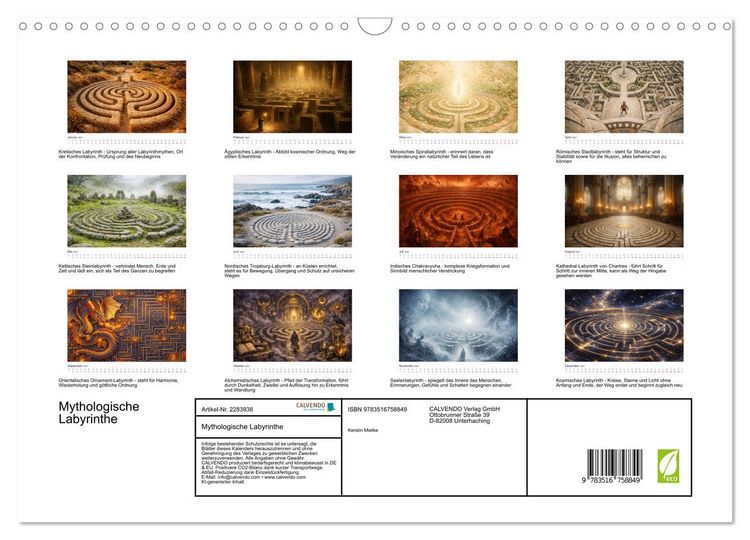 Produktbild: Mythologische Labyrinthe (Wandkalender 2027 DIN A3 quer), CALVENDO Monatskalender