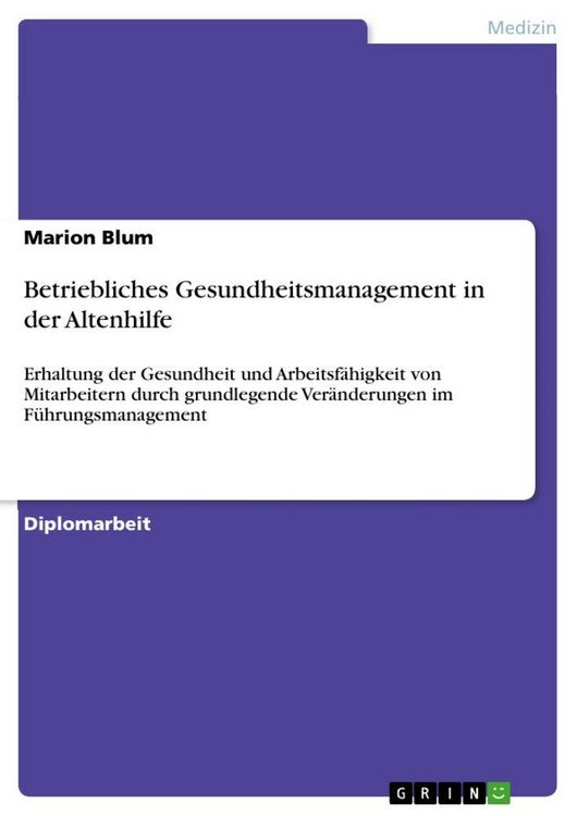Produktbild: Betriebliches Gesundheitsmanagement in der Altenhilfe