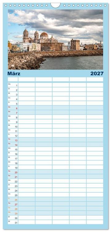 Produktbild: Familienplaner 2027 - Pen&iacute;nsula Ib&eacute;rica mit 5 Spalten (Wandkalender, 21 x 45 cm) CALVENDO