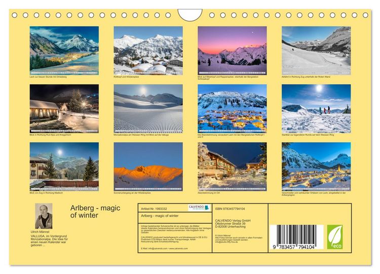Produktbild: Arlberg - magic of winter (Wandkalender 2026 DIN A4 quer), CALVENDO Monatskalender