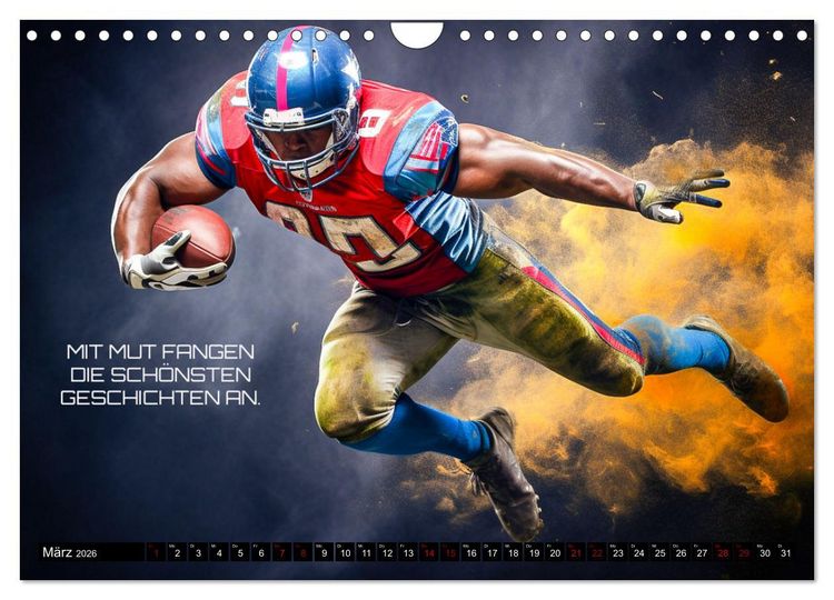 Produktbild: American Football und Motivation (Wandkalender 2026 DIN A4 quer), CALVENDO Monatskalender