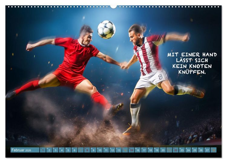 Produktbild: Fu&szlig;ball und tolle Spr&uuml;che (hochwertiger Premium Wandkalender 2026 DIN A2 quer), Kunstdruck in Hochglanz