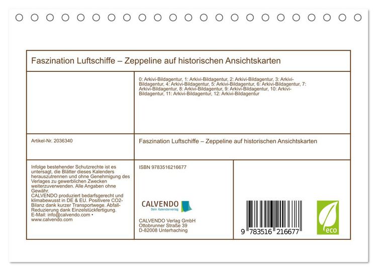 Produktbild: Faszination Luftschiffe &ndash; Zeppeline auf historischen Ansichtskarten (Tischkalender 2026 DIN A5 quer), CALVENDO Monatskalender