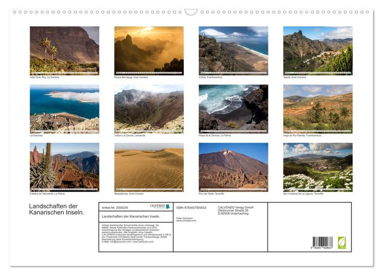 Produktbild: Landschaften der Kanarischen Inseln. (Wandkalender 2026 DIN A2 quer), CALVENDO Monatskalender