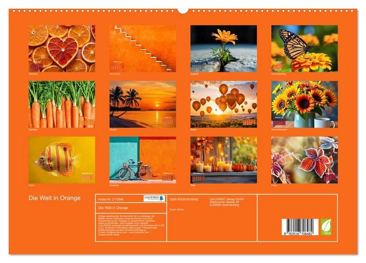 Produktbild: Die Welt in Orange (hochwertiger Premium Wandkalender 2026 DIN A2 quer), Kunstdruck in Hochglanz