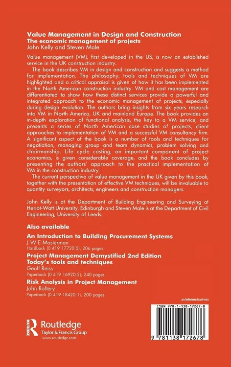 Produktbild: Value Management in Design and Construction