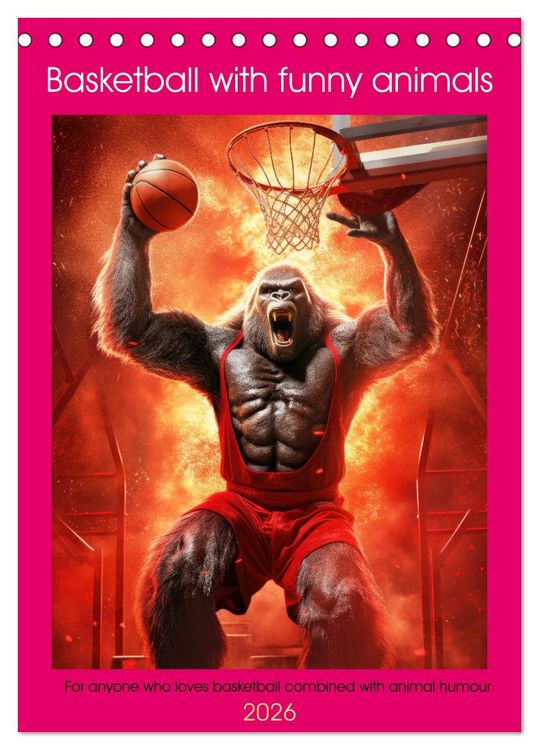 Produktbild: Basketball with funny animals (Desk Calendar 2026 DIN A5 portrait), CALVENDO 12 Month DeskCalendar