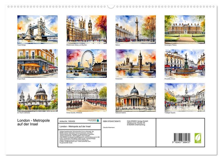 Produktbild: London - Metropole auf der Insel (hochwertiger Premium Wandkalender 2026 DIN A2 quer), Kunstdruck in Hochglanz