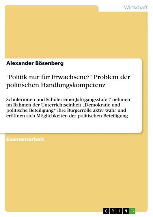 Produktbild: "Politik nur f&uuml;r Erwachsene?" - Problem der politischen Handlungskompetenz