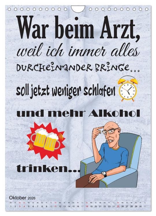 Produktbild: Spa&szlig; im Wartezimmer (Wandkalender 2026 DIN A4 hoch), CALVENDO Monatskalender