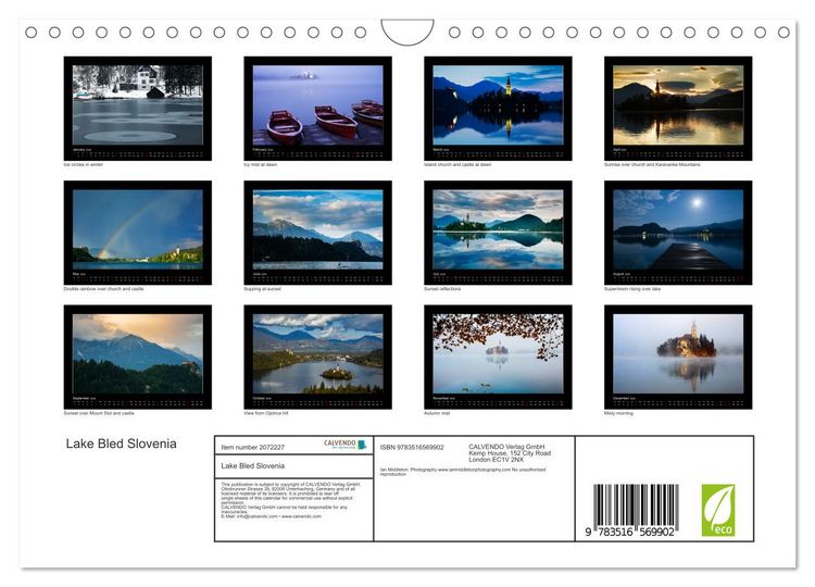 Produktbild: Lake Bled Slovenia (Wall Calendar 2026 DIN A4 landscape), CALVENDO 12 Month Wall Calendar