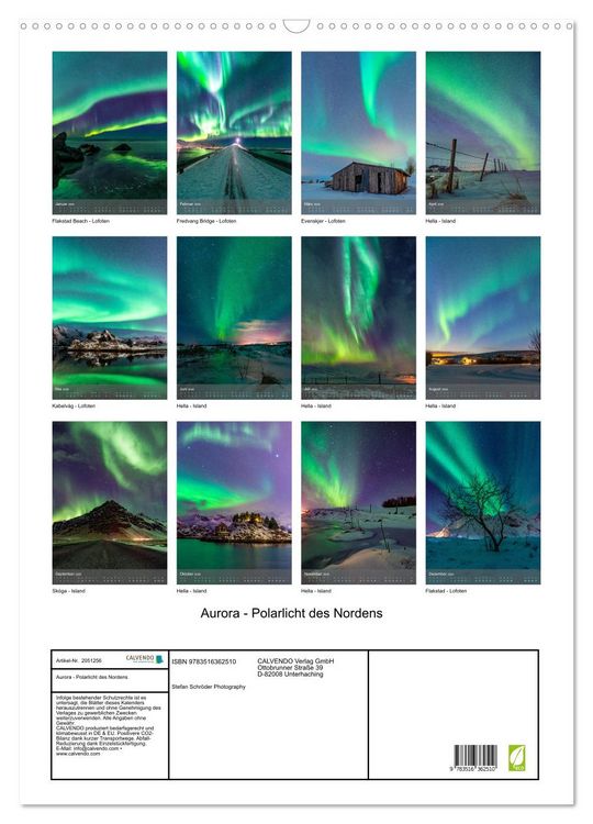 Produktbild: Aurora - Polarlicht des Nordens (Wandkalender 2026 DIN A2 hoch), CALVENDO Monatskalender