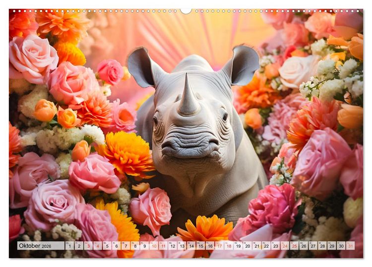 Produktbild: Animal Art - Tiere und Blumen (Wandkalender 2026 DIN A2 quer), CALVENDO Monatskalender