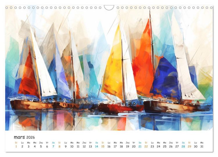 Produktbild: Voiles au gr&eacute; du temps (Calendrier mural 2026 DIN A3 vertical), CALVENDO calendrier mensuel