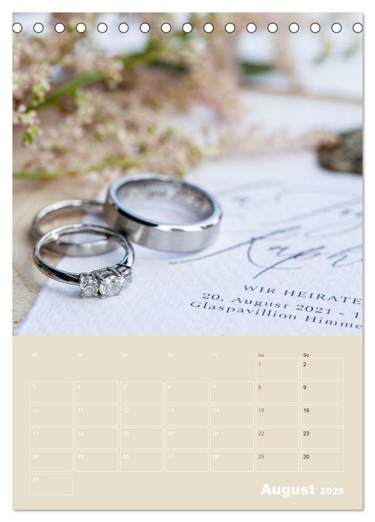 Produktbild: Hochzeitsfeeling (Tischkalender 2026 DIN A5 hoch), CALVENDO Monatskalender