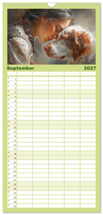 Produktbild: Familienplaner 2027 - Mensch und Tier. Momente voller W&auml;rme, Vertrauen und Respekt mit 5 Spalten (Wandkalender, 21 x 45 cm) CALVENDO