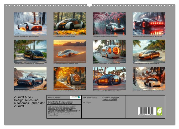Produktbild: Zukunft Auto - Design, Autos und autonomes Fahren der Zukunft (hochwertiger Premium Wandkalender 2026 DIN A2 quer), Kunstdruck in Hochglanz