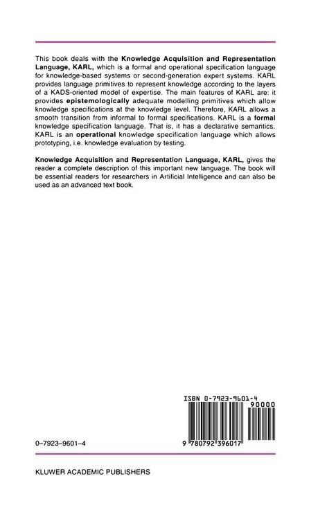 Produktbild: The Knowledge Acquisition and Representation Language, KARL