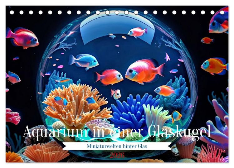 Produktbild: Aquarium in einer Glaskugel (Tischkalender 2026 DIN A5 quer), CALVENDO Monatskalender