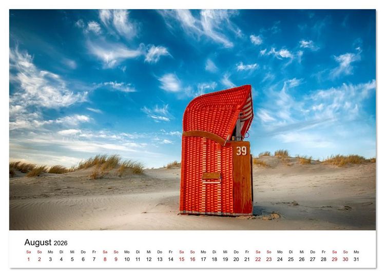 Produktbild: Insel Borkum - Ein Jahr zwischen Wind und Wellen (Wandkalender 2026 DIN A3 quer), CALVENDO Monatskalender