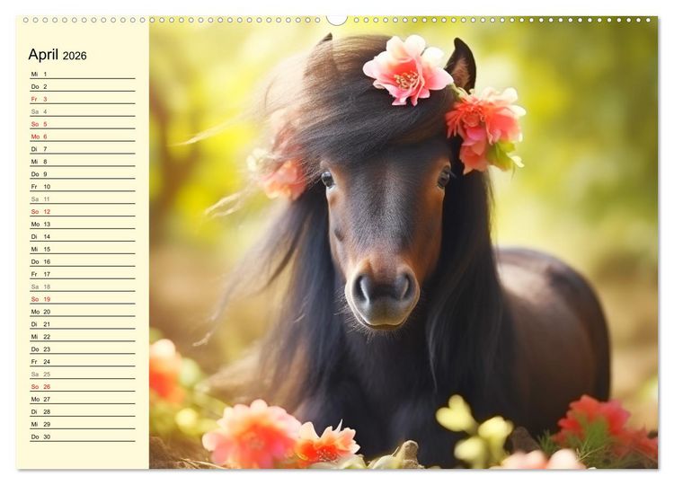 Produktbild: Kleine Pferde. Mini-Ponys zum verlieben (hochwertiger Premium Wandkalender 2026 DIN A2 quer), Kunstdruck in Hochglanz