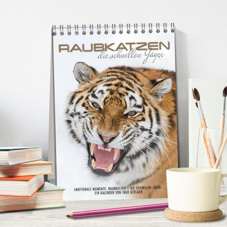 Produktbild: Emotionale Momente: Raubkatzen - die schnellen J&auml;ger. (Tischkalender 2026 DIN A5 hoch), CALVENDO Monatskalender