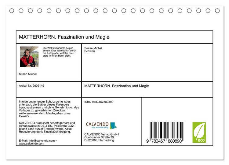 Produktbild: MATTERHORN. Faszination und Magie (Tischkalender 2026 DIN A5 quer), CALVENDO Monatskalender