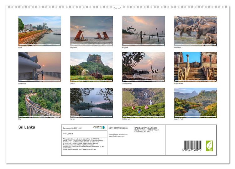 Produktbild: Sri Lanka (High Quality Premium Wall Calendar 2026 DIN A2 landscape),CALVENDO 12 Month Wall Calendar