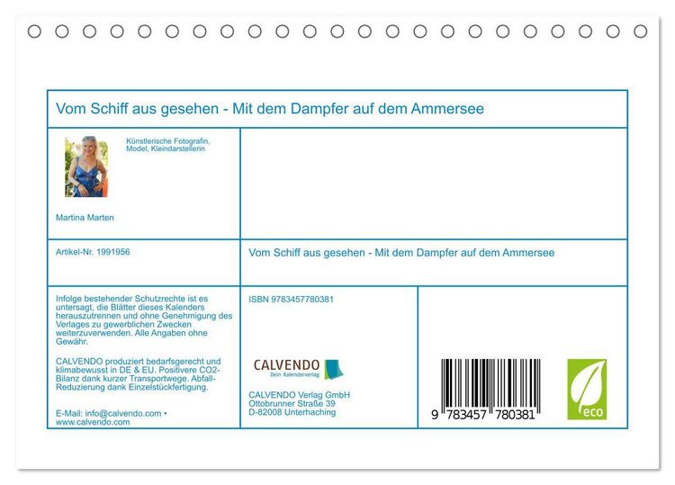 Produktbild: Vom Schiff aus gesehen - Mit dem Dampfer auf dem Ammersee (Tischkalender 2026 DIN A5 quer), CALVENDO Monatskalender