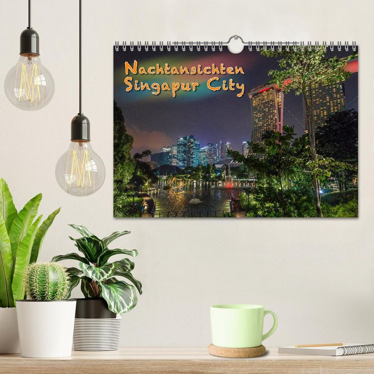 Produktbild: Nachtansichten Singapur City (Wandkalender 2026 DIN A4 quer), CALVENDO Monatskalender