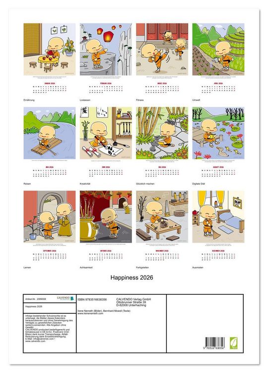 Produktbild: Happiness 2026 (Wandkalender 2026 DIN A2 hoch), CALVENDO Monatskalender