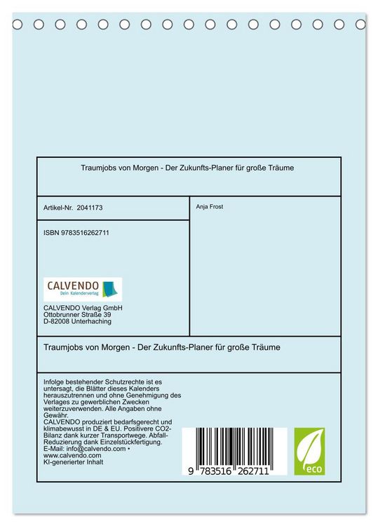 Produktbild: Traumjobs von Morgen - Der Zukunfts-Planer f&uuml;r gro&szlig;e Tr&auml;ume (Tischkalender 2026 DIN A5 hoch), CALVENDO Monatskalender