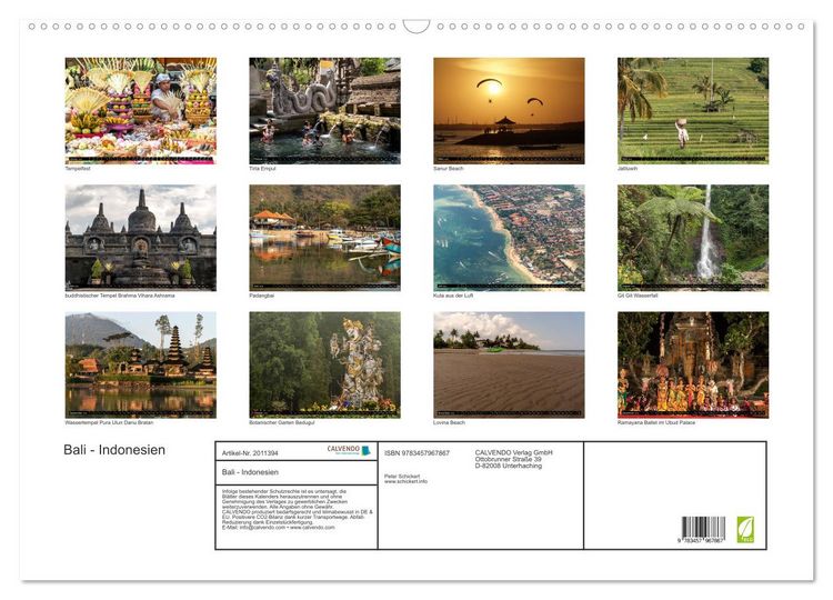 Produktbild: Bali - Indonesien (Wandkalender 2026 DIN A2 quer), CALVENDO Monatskalender