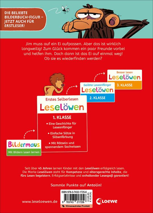 Produktbild: Lesel&ouml;wen 1. Klasse - Jim ist mies drauf - Jim br&uuml;tet etwas aus!