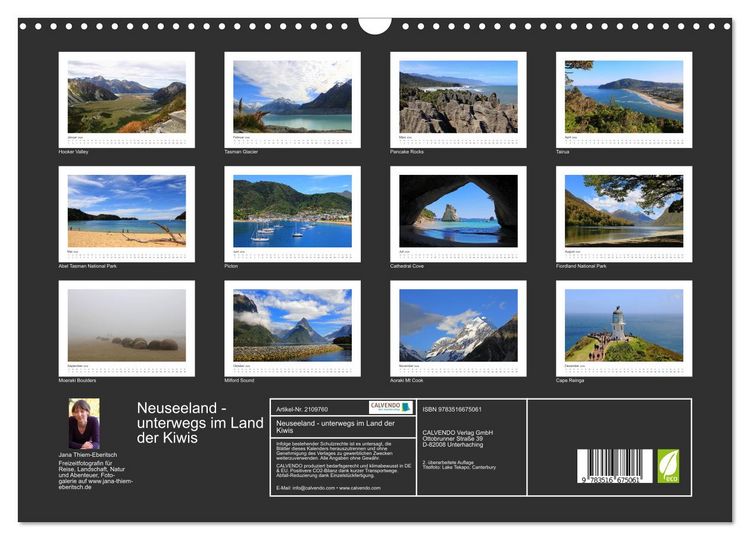 Produktbild: Neuseeland - unterwegs im Land der Kiwis (Wandkalender 2026 DIN A3 quer), CALVENDO Monatskalender