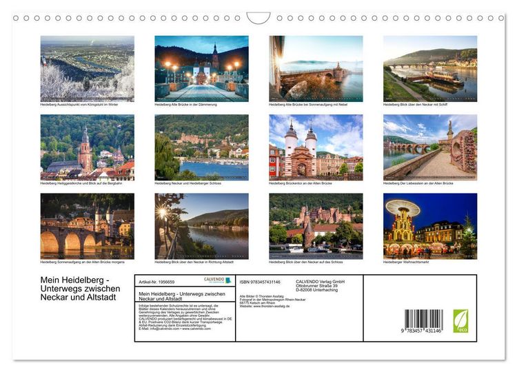 Produktbild: Mein Heidelberg - Unterwegs zwischen Neckar und Altstadt (Wandkalender 2026 DIN A3 quer), CALVENDO Monatskalender