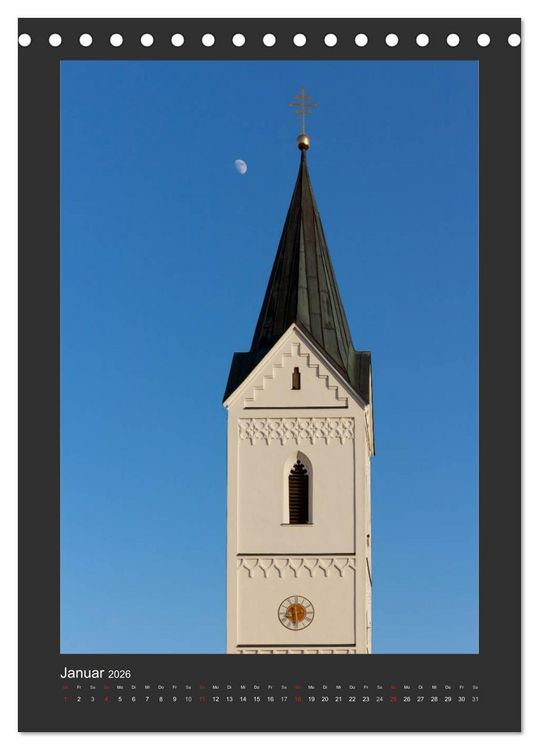 Produktbild: Kircht&uuml;rme im Landkreis F&uuml;rstenfeldbruck (Tischkalender 2026 DIN A5 hoch), CALVENDO Monatskalender