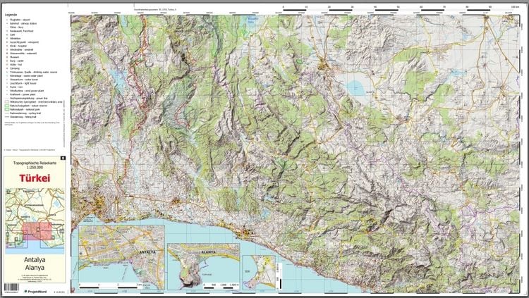 Produktbild: Antalya - Alanya - Topographische Reisekarte 1:250.000 T&uuml;rkei (Blatt 8)