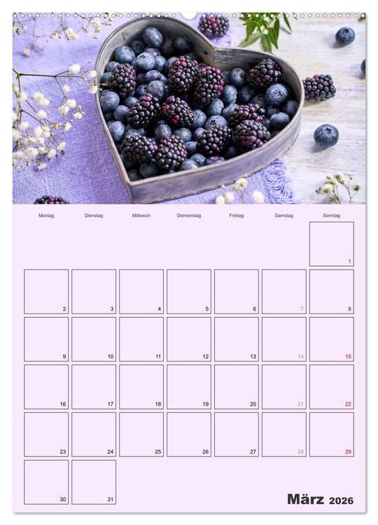 Produktbild: Obst Kalender - GESUND DURCH DAS JAHR (Wandkalender 2026 DIN A2 hoch), CALVENDO Monatskalender