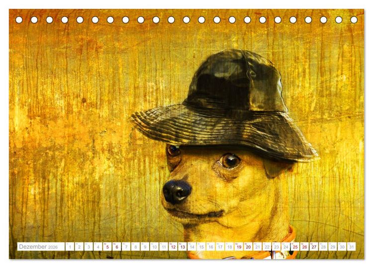 Produktbild: Hund tr&auml;gt Hut (Tischkalender 2026 DIN A5 quer), CALVENDO Monatskalender