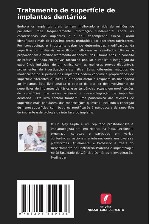 Produktbild: Tratamento de superf&iacute;cie de implantes dent&aacute;rios