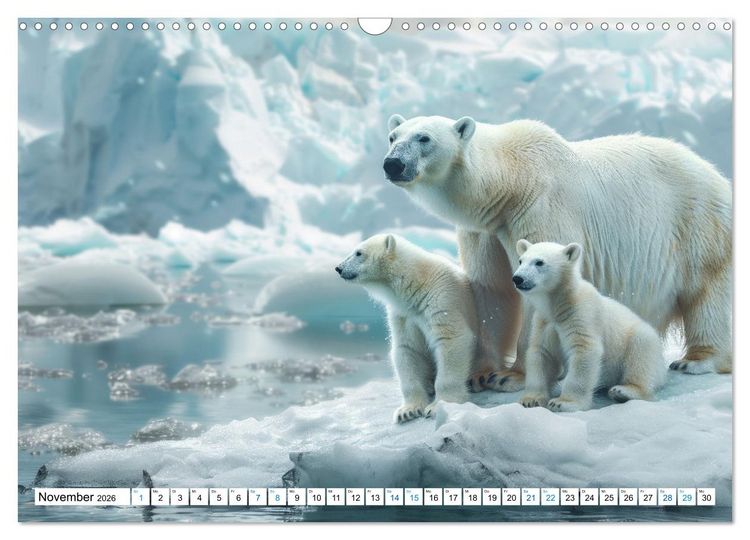Produktbild: Wei&szlig;e W&auml;chter des Nordens: Ein Jahr im Reich der Eisb&auml;ren (Wandkalender 2026 DIN A3 quer), CALVENDO Monatskalender