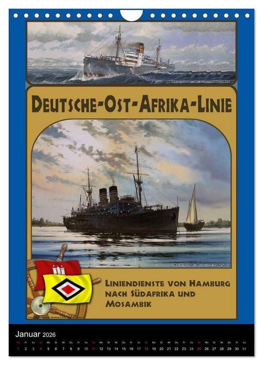 Produktbild: Deutsche Handelsschiffe vor 1945 (Wandkalender 2026 DIN A4 hoch), CALVENDO Monatskalender