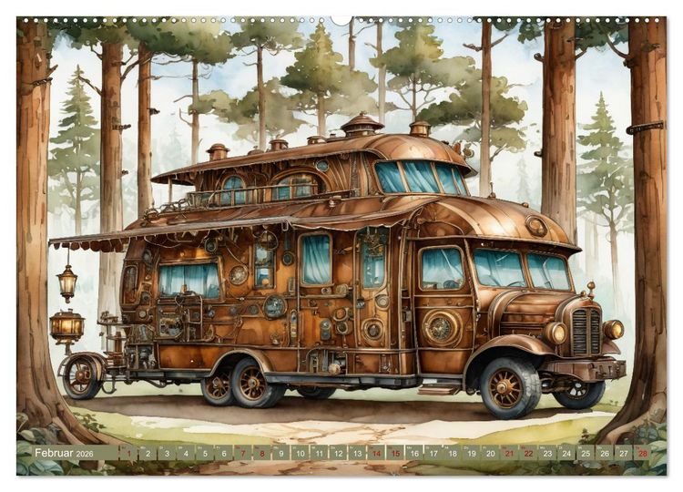 Produktbild: Steampunk Wohnmobile (Wandkalender 2026 DIN A2 quer), CALVENDO Monatskalender