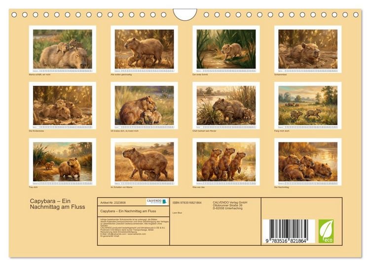 Produktbild: Capybara &ndash; Ein Nachmittag am Fluss (Wandkalender 2027 DIN A4 quer), CALVENDO Monatskalender