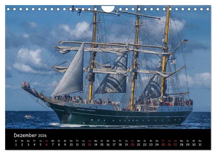 Produktbild: Windjammer vor Warnem&uuml;nde (Wandkalender 2026 DIN A4 quer), CALVENDO Monatskalender
